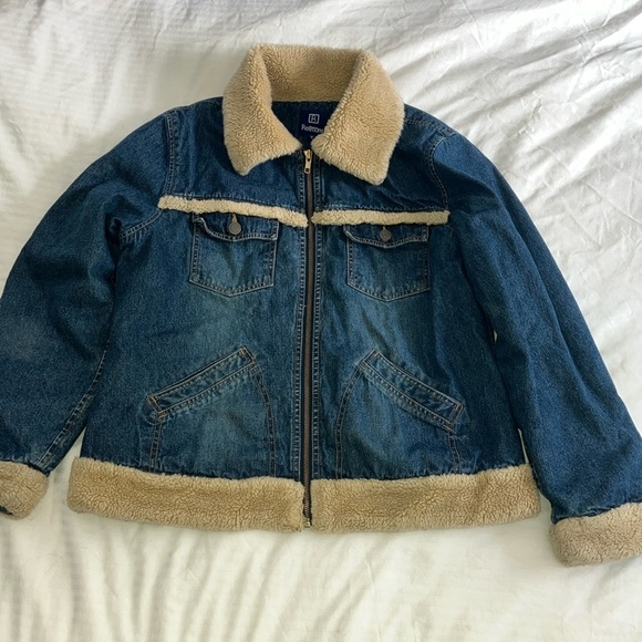 Reitmans sherling (faux) Denim Jacket with Cream Lining size large women’s - Picture 1 of 16